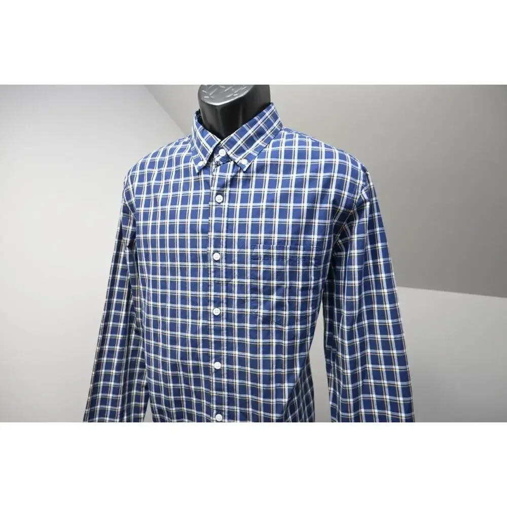 J Crew Flex Wash Dress Shirt Slim Untucked Button Up Long Sleeve‎ Mens Sz Large